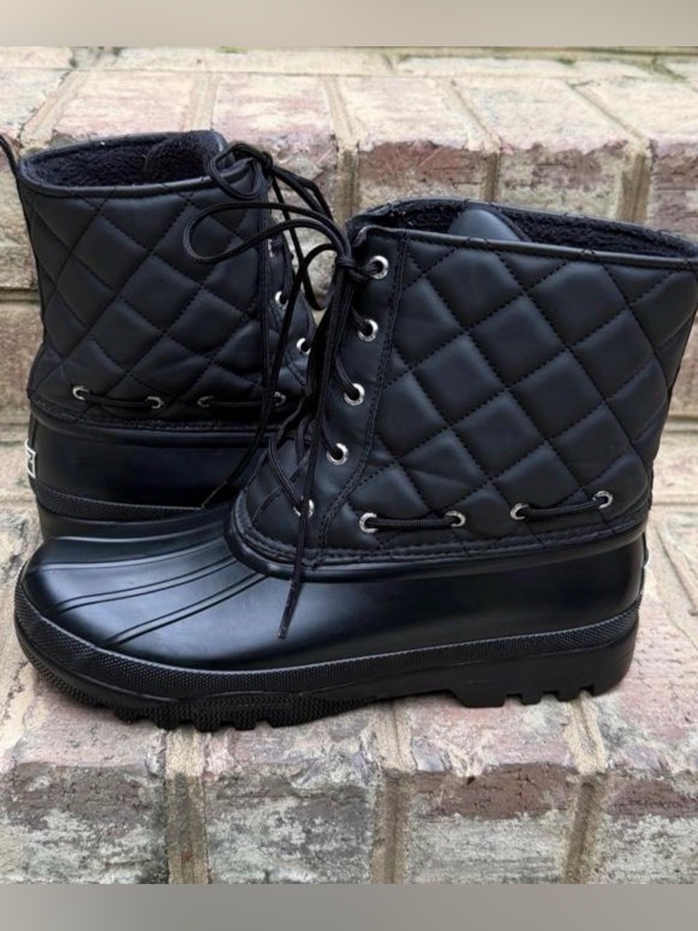 Sperry Gosling Black Quilted Waterproof Duck Boots Women’s 9